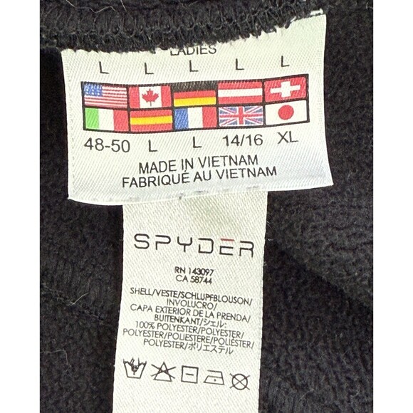 Spyder Women’s Ribbed Fleece Jacket Black Zip Up Mock Neck Activewear Outdoor Lg - Picture 8 of 10